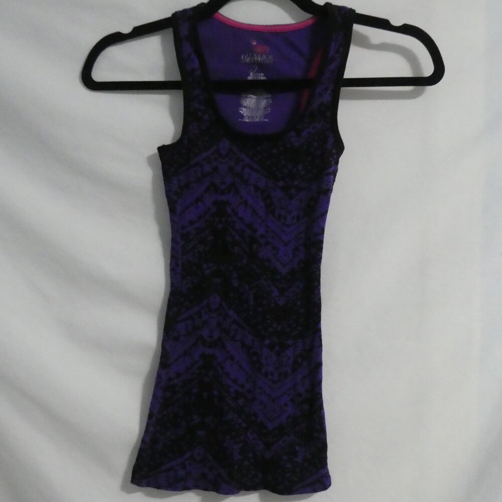MILEY CYRUS & MAX AZRIA | small | Purple and Black Ribbed Tank Top